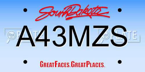A43MZS South Dakota License Plate
