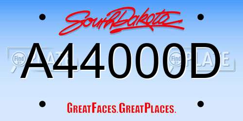 A44000D South Dakota License Plate