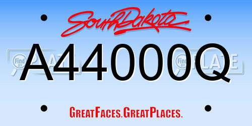 A44000Q South Dakota License Plate