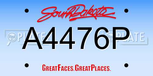 A4476P South Dakota License Plate