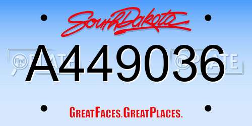 A449036 South Dakota License Plate