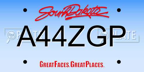 A44ZGP South Dakota License Plate