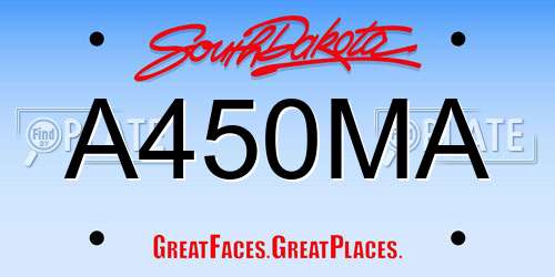 A450MA South Dakota License Plate
