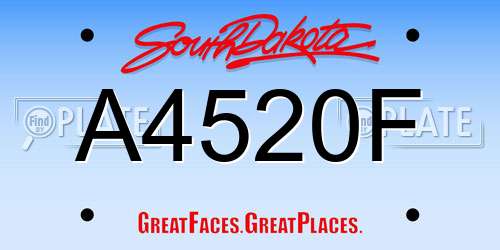 A4520F South Dakota License Plate