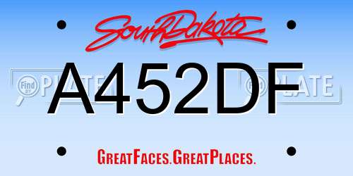 A452DF South Dakota License Plate