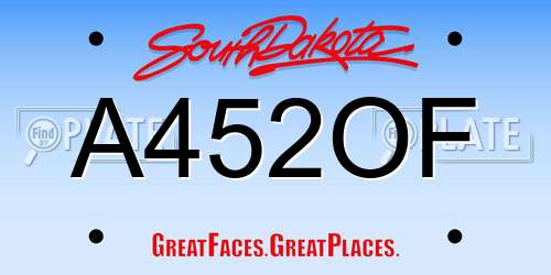 A452OF South Dakota License Plate