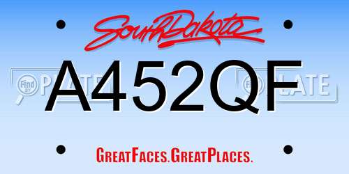 A452QF South Dakota License Plate