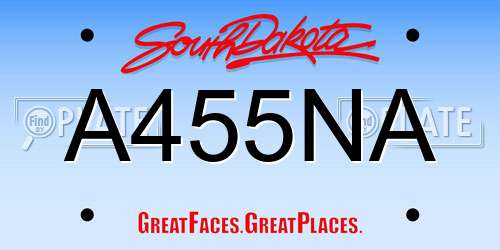 A455NA South Dakota License Plate