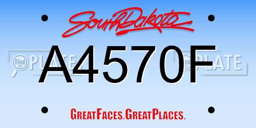 A4570F South Dakota License Plate