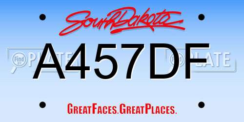 A457DF South Dakota License Plate
