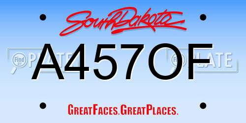 A457OF South Dakota License Plate