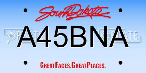 A45BNA South Dakota License Plate