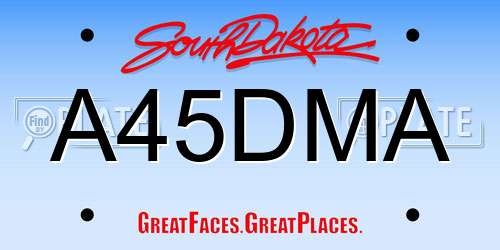 A45DMA South Dakota License Plate