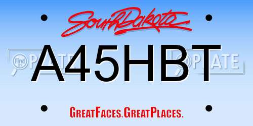 A45HBT South Dakota License Plate