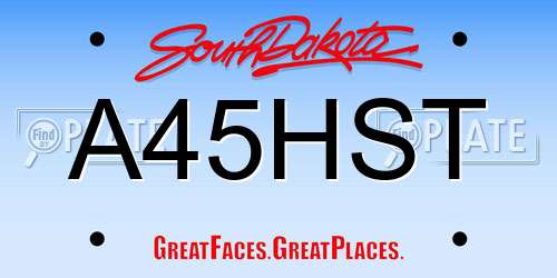A45HST South Dakota License Plate