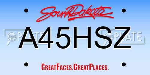 A45HSZ South Dakota License Plate
