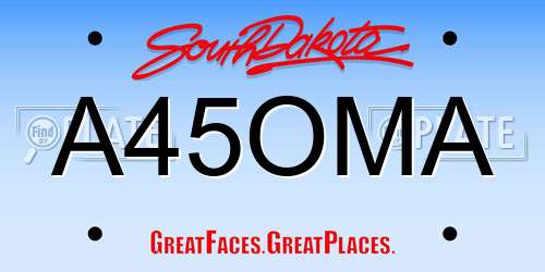 A45OMA South Dakota License Plate