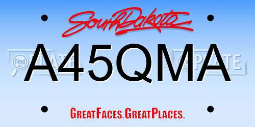 A45QMA South Dakota License Plate