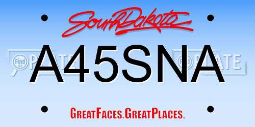 A45SNA South Dakota License Plate