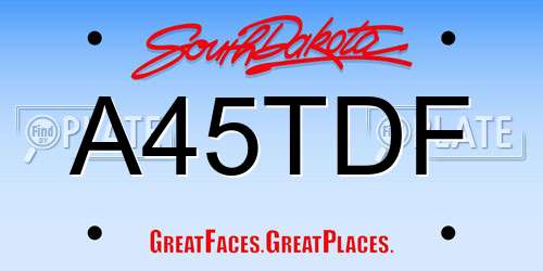 A45TDF South Dakota License Plate