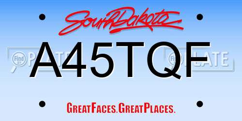A45TQF South Dakota License Plate