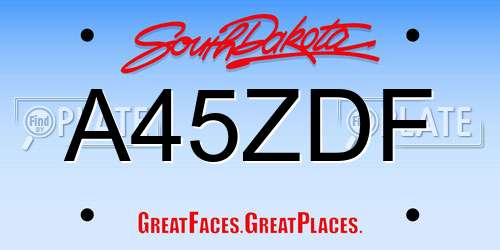 A45ZDF South Dakota License Plate