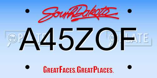 A45ZOF South Dakota License Plate