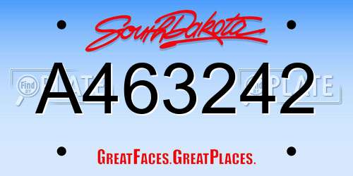 A463242 South Dakota License Plate