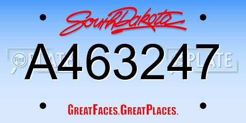 A463247 South Dakota License Plate