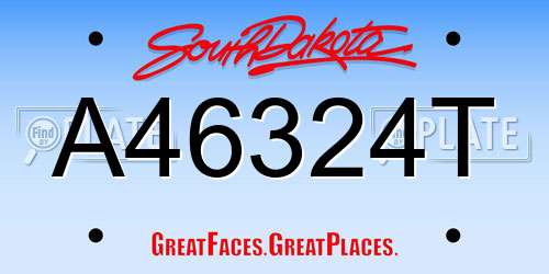 A46324T South Dakota License Plate