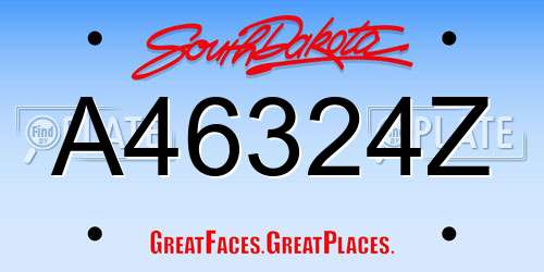 A46324Z South Dakota License Plate