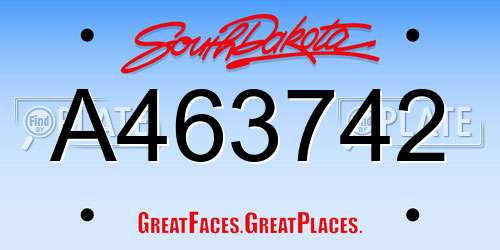 A463742 South Dakota License Plate