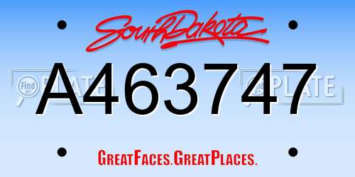 A463747 South Dakota License Plate