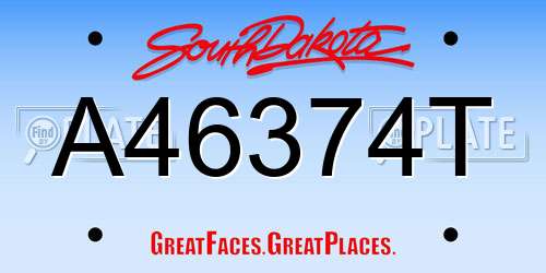A46374T South Dakota License Plate