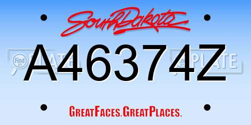 A46374Z South Dakota License Plate