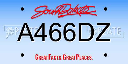 A466DZ South Dakota License Plate