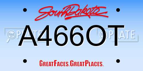A466OT South Dakota License Plate