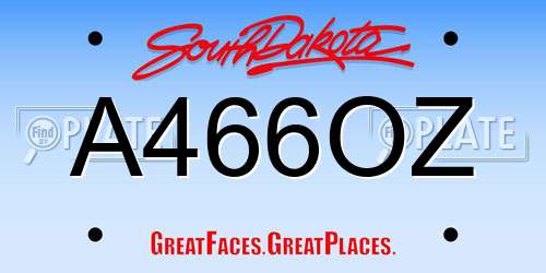 A466OZ South Dakota License Plate