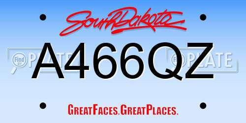 A466QZ South Dakota License Plate