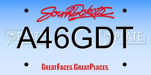 A46GDT South Dakota License Plate