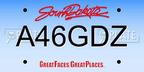 A46GDZ South Dakota License Plate