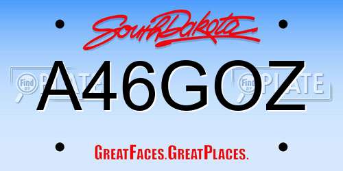 A46GOZ South Dakota License Plate