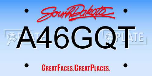 A46GQT South Dakota License Plate