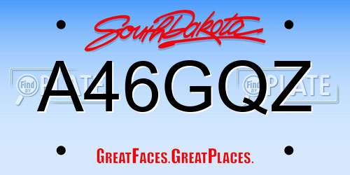 A46GQZ South Dakota License Plate