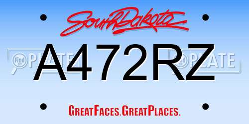 A472RZ South Dakota License Plate