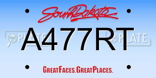 A477RT South Dakota License Plate