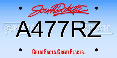 A477RZ South Dakota License Plate