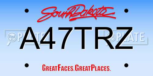 A47TRZ South Dakota License Plate