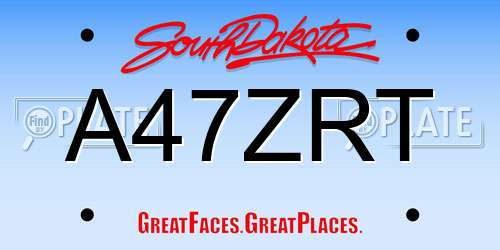 A47ZRT South Dakota License Plate