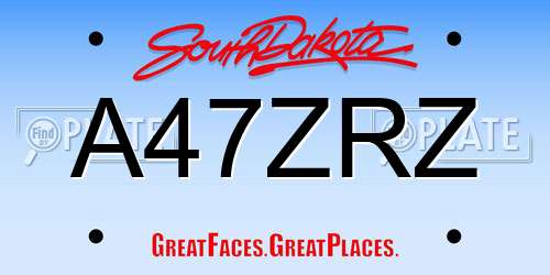 A47ZRZ South Dakota License Plate